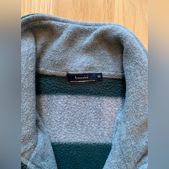 Bossini Gray and Green Striped Zip-Up Pullover Sweater - Picture 3 of 3